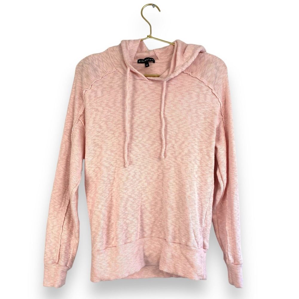 Gibson Look Womens Hooded Sweatshirt Size XS  ‎ Pink Distressed Lightweight 346